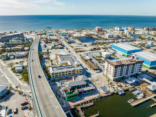 Obraz premium Aerial drone image of Fort Myers FL USA after Hurricane Ian cleanup and recovery