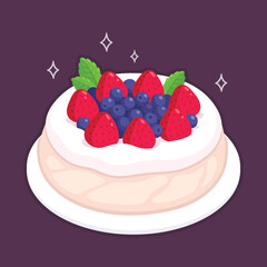 Pavlova dessert illustration