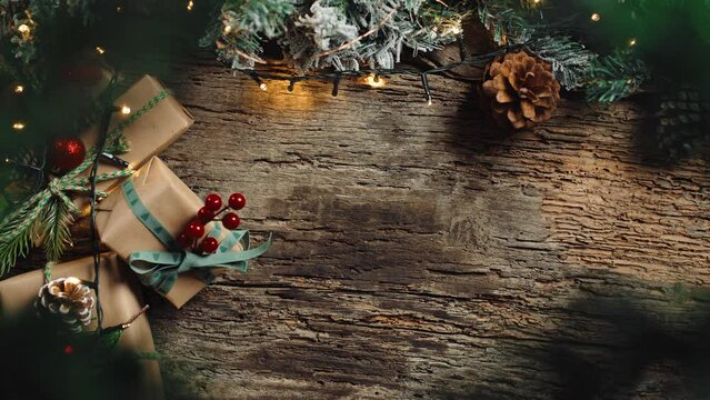 Christmas decoration on wooden table 