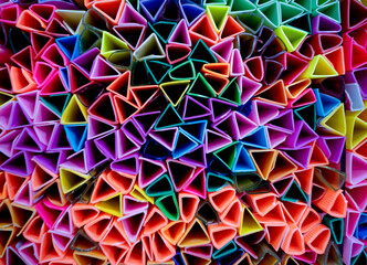 Background of colorful abstract texture with plastic triangles