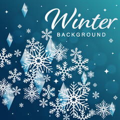 Naklejka na ściany i meble Snowflakes design for winter with snowflakes paper cut style on color background. 