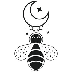 Bee and Moon Mystical Design