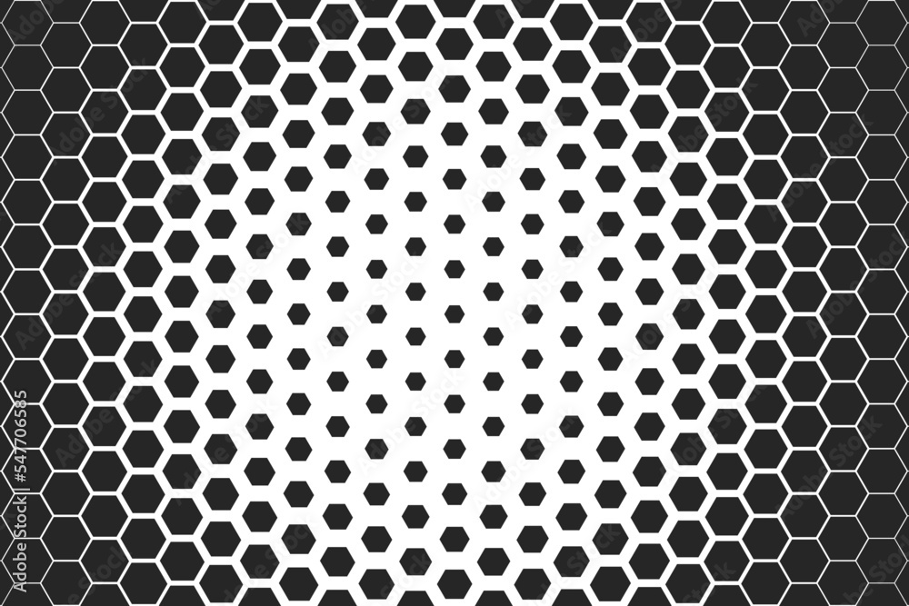 Poster abstract black hexagon technology pattern consists of different hexagons isolated on white backgroun