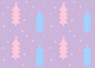 Trees and stars winter seamless pattern. Abstract background texture. Vector.
