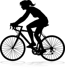 Fototapeta premium Woman Bike Cyclist Riding Bicycle Silhouette