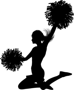 Cheerleader with Pom Poms Silhouette