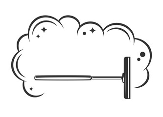 Soap foam with mop silhouette isolated on white background. Cleaning concept. Vector illustration