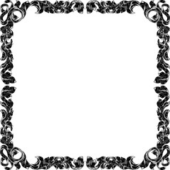 Filigree Heraldry Leaf Pattern Floral Border Frame