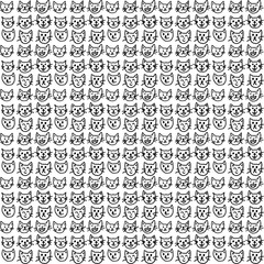Cat seamless pattern faces hand draw