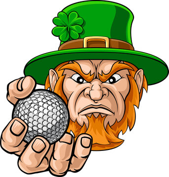 Leprechaun Holding Golf Ball Sports Mascot
