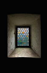 stained glass window in castle