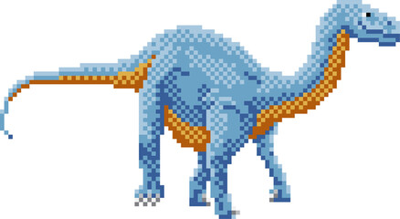Dinosaur Diplodocus Pixel Art Arcade Game Cartoon © Christos Georghiou