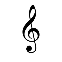 Treble clef icon isolated on white background. Music icon. Music pictogram close-up