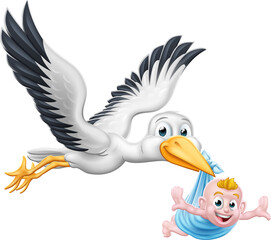 Stork Cartoon Pregnancy Myth Bird With New Baby