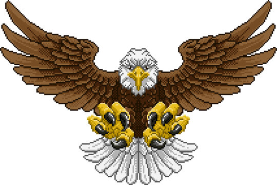 Eagle Pixel Art Arcade Game Cartoon Mascot
