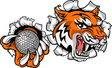 Tiger Golf Ball Player Animal Sports Mascot