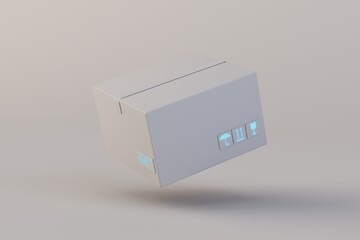 the concept of sending parcels. box with parcel on a brown background. 3D render