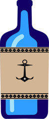 Blue Bottle With an Anchor Label