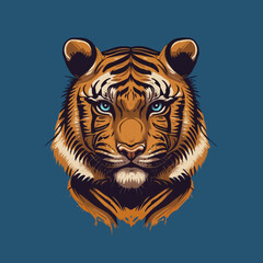 Illustration of Tiger Head Mascot for Logo Icon Badge and Poster