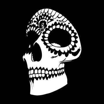 female sugar skull designs hand drawn vector black and white clip art