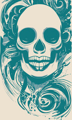 feminine lace sugar skull tattoo hand drawn vector colored clip art