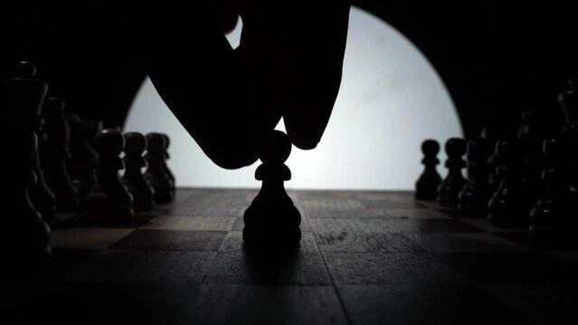 Game of chess. First pawn move E2-E4