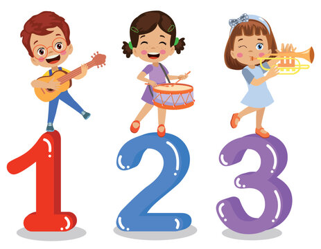 cute kids learn numbers along with numbers