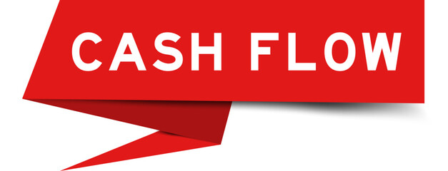 Obraz premium Red color speech banner with word cash flow on white background