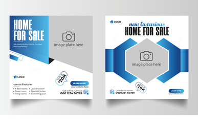 Real estate house for sale social media banner template