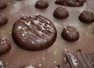 Chocolate cookies with little chocolates around