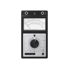 Retro multimeter on a white background. Device for measuring voltage, current and resistance. Vector illustration.