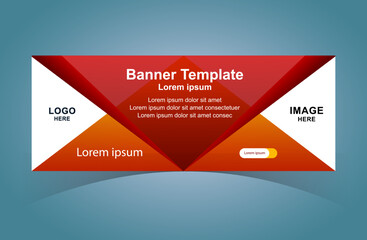 Business Web Banner Design Template. Red and White Web Banner Design. Modern Web Banner.
