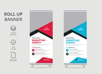modern publication x-banner and flag-banner, Roll up banner stand template