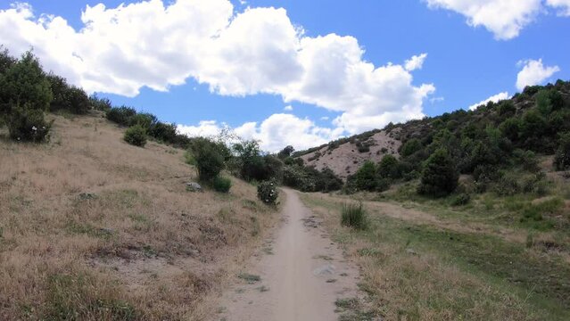 Camino de Madrid - a mountain path next to Navacerrada, Madrid, Spain - dolly