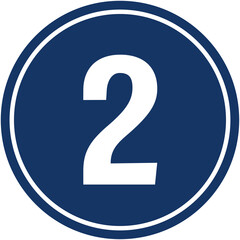 A circular sign indicating number 2. number two