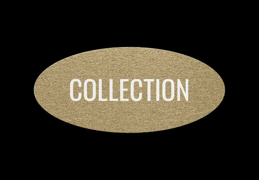 Gold Oval Sticker Paper Texture Mockup Template