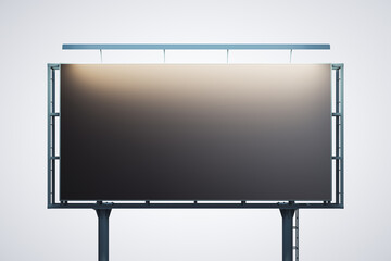 Obraz premium Blank black horizontal billboard isolated on white background, front view. Mockup, 3D Rendering