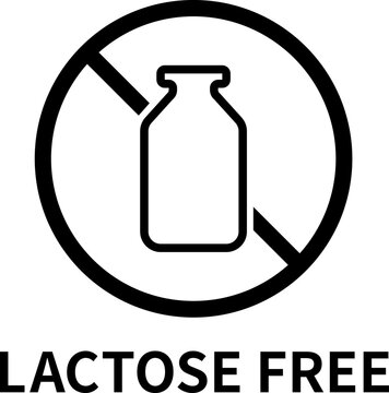 Lactose free simple icon and English phrase (black)
