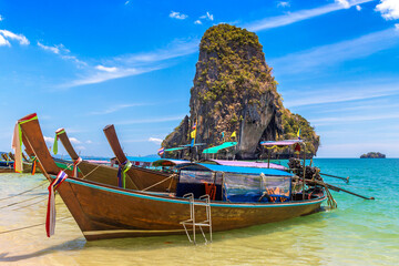Boat at Phra Nang Beach in  Thailand