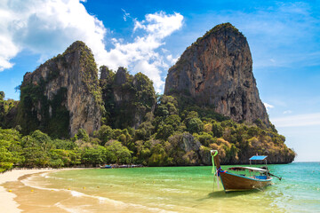 Obraz premium Boat at Railay Beach in Thailand