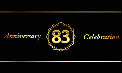 83 anniversary celebration. luxury 83rd anniversary celebration. 83 year anniversary celebration with hexagonal and black background.	
