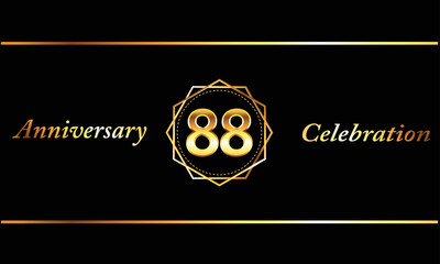 88 anniversary celebration. luxury 88th anniversary celebration. 88 year anniversary celebration with hexagonal and black background.	
