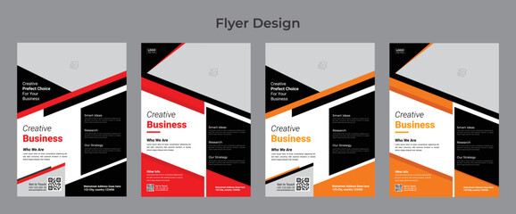 a bundle of 4 templates of different colors 4 flyer template, modern business flyer template, abstract business flyer and creative design, Creative Brochure Design, Bundle Flyer Design