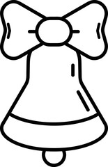 Christmas bell with a bow. The top is in the shape of a star minimalistic icon. Vector image