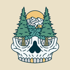 Skull and nature graphic illustration vector art t-shirt design