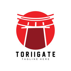 Fototapeta na wymiar Torii Gate Logo, Japanese History Gate Icon Vector, Chinese Illustration, Wooden Design Company Brand Template