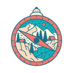 Camping and compass graphic illustration vector art t-shirt design