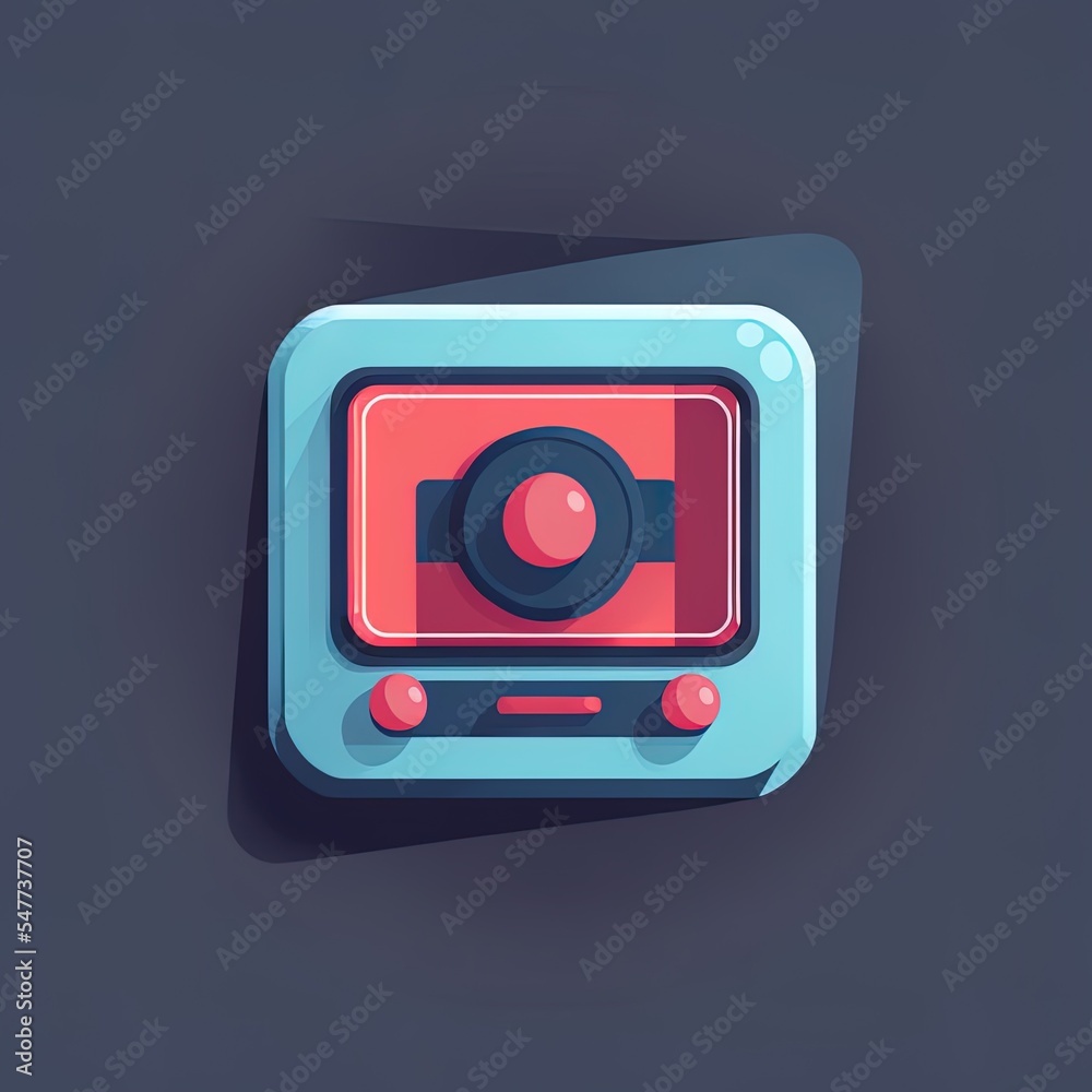Poster minimal flat style video player icon isolated. 3d rendering