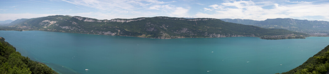 Panoramic view at the Bourget Lake from Viewpoint near Aix Les Bains - France