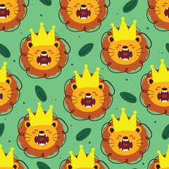 seamless pattern cartoon lion. cute animal wallpaper for textile, gift wrap paper
